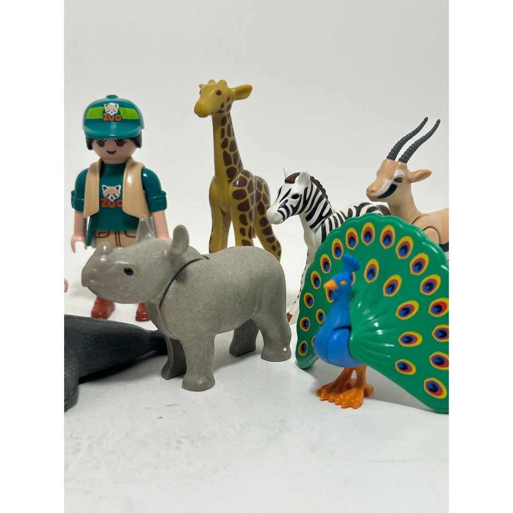 Playmobil Zoo Safari Animal Figures Lot Giraffe‎ Zebra Rhino Peacock 13pc Set - Picture 4 of 6
